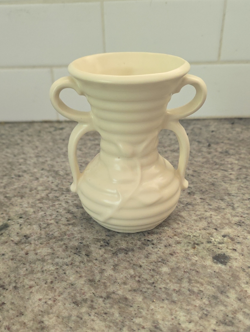 Cream Double-Handled Ceramic Vase by
